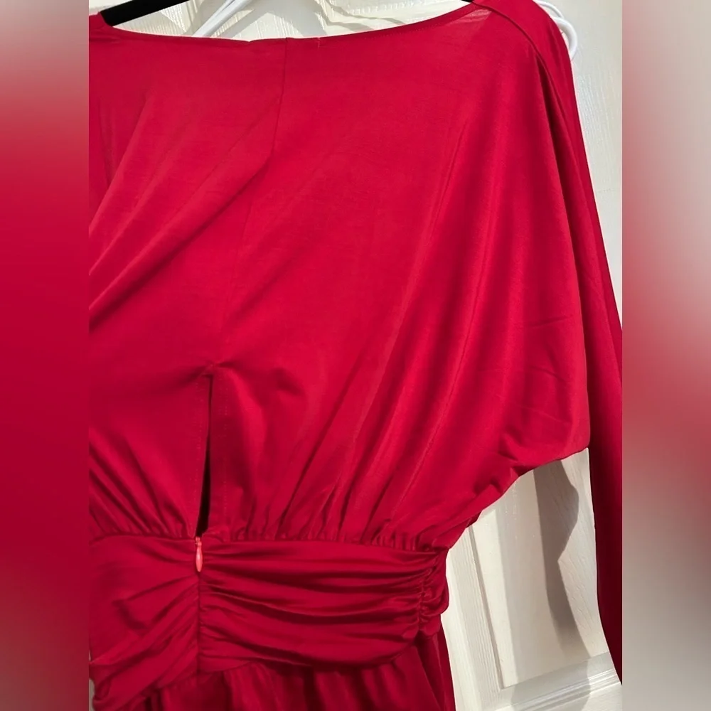 Krisa Revolve Red Drape Skirt Surplice mini Dress NWT small - Picture 7 of 7